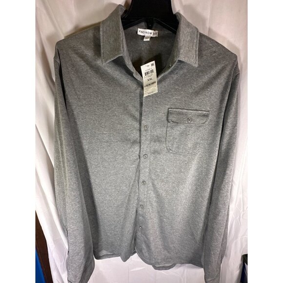 And Now This Mens Knit Collared Button-Down Shirt, Light Gray, Size XXL, NWT - Picture 2 of 5